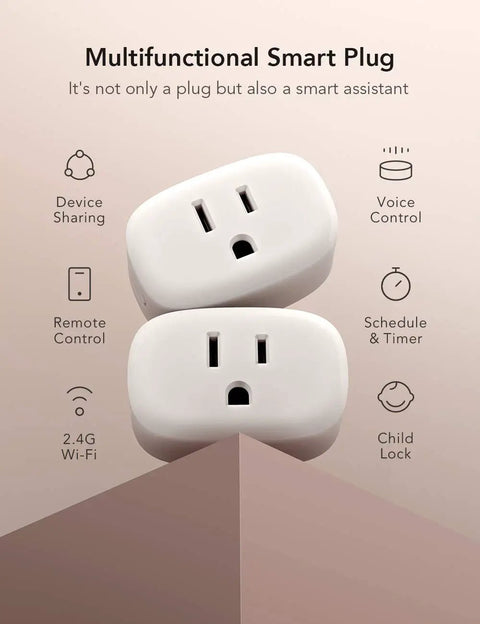 Compact WiFi Smart Plug 4 Pack Mini Outlet Works With Alexa And Google Home Remote Voice Control Schedule Timer 2.4G Only