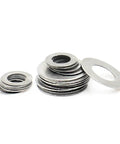 Ultra Thin Stainless Steel Flat Washer Set Kit For Auto And Diy, Pro Grade Precision Gasket Shims M3 To M30, stack of silver washers