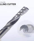 Router bit; 1/8 in shank, single-flute up-cut spiral; 1/16 in diameter, 0.24 in cutting length for acrylic PVC MDF