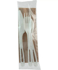 Compostable TPLA Cutlery Wrap Set Assorted Utensils Pack Of 250 Eco Friendly Durable Heat Resistant Plant Based Forks Spoons Knives For Parties Catering Picnics Events And Food Service Use Grab And Go Ready, wrapped set