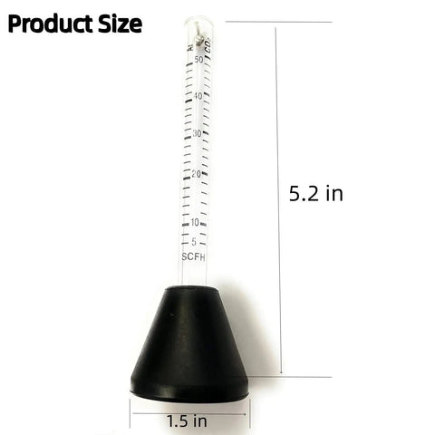 Portable Shielding Gas Flow Meter 50 Liters Per Minute For Argon CO2 And Acetylene With On Nozzle Ball Float Readout and size dimensions