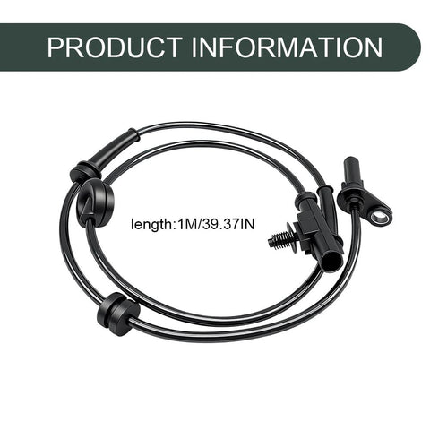 Front view ABS rear left wheel speed sensor cable, black, 1 m length with mounting sensor
