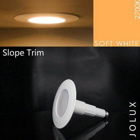 5 To 6 Inch LED Can Light Gimbal Retrofit Recessed Downlight With Adjustable Tilt And 360 Swivel shown installed and angled