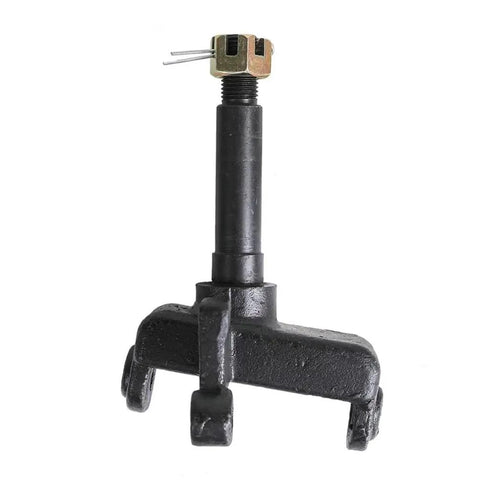 Front Steering Spindle Knuckles For Go Karts And ATV UTV Quad Buggy 4 Wheelers Left And Right Drum Brake Compatible Steering Strut Knuckle Heavy Duty Steel Construction Easy Install Fits 125cc To 250cc Engines, black steel knuckle front view with bolt