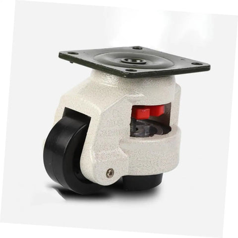 Heavy Duty Leveling Caster Wheels For Workbench And Garage Table Rig Up Adjustable Glides Zero Wiggle Anti Skid Base, close-up view.