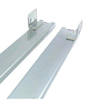 Set Of Two Heavy Duty 14 Inch Drawer Slides Offering Rock Solid 100 Lb Capacity With Smooth Ball Bearing Side Mount cabinet glides in silver finish.