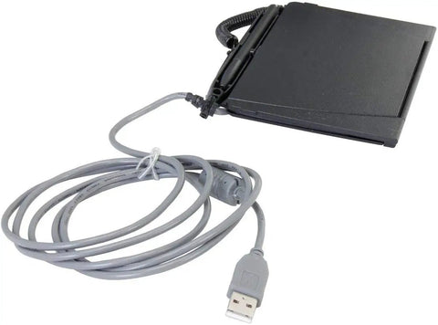 Top Notch Portable Signature Capture Pad Featuring Hinged Lid And Easy Plug USB Connection with coiled USB cable for quick setup.