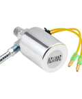 Chrome Air Horn Solenoid Valve One Quarter Inch NPT For 12V And 24V DC Systems, heavy duty electric valve with yellow wires, 150 PSI, side view