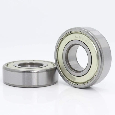 Smooth As Silk Heavy Duty 6204ZZ Deep Groove Ball Bearings for Blowers and Vacuums 1 Inch Bore 6204Z size in metallic finish.