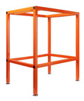 Rock Solid Steel Tool Stand With Adjustable Leveling Feet For Router Tables And Table Saws No Sweat Setup Heavy Duty Workbench Holds Up To Three Hundred Twenty Pounds Shop Ready, orange steel frame.