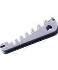 Eyeglass Frame Corrector Tool With Multi Size Slots From 3mm To 6.5mm For Temple Adjustments in silver, close-up view.