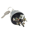 Close-up of ignition switch for Hyster Clark Crown Daewoo forklift models 2394129 272041 108066 aftermarket replacement silver