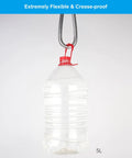 All Metal Shower Hose 119 Inch Stainless Steel Extra Long Replacement With Brass Insert And Nut holding a 5L water bottle