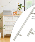 Stainless Steel T Type Drawer Cabinet Wardrobe Door Pull Handle 2 To 14 Inch Silver Bar Hardware next to white dresser
