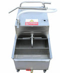 Kickass Commercial Fryer Filter With 550 Watt Pump And 55 Liter Tank, heavy-duty stainless steel oil filtration cart with drain.