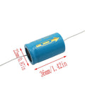 Two Pack 2200uf 63v 22X36Mm Through Hole Axial Electrolytic Capacitors with blue casing, 36mm x 22mm size for reliable power supply fixes.