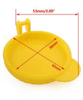 Ford Fusion And Ford Fiesta Windshield Washer Fluid Reservoir Cap Replacement Part, yellow, dimensions labeled, easy install