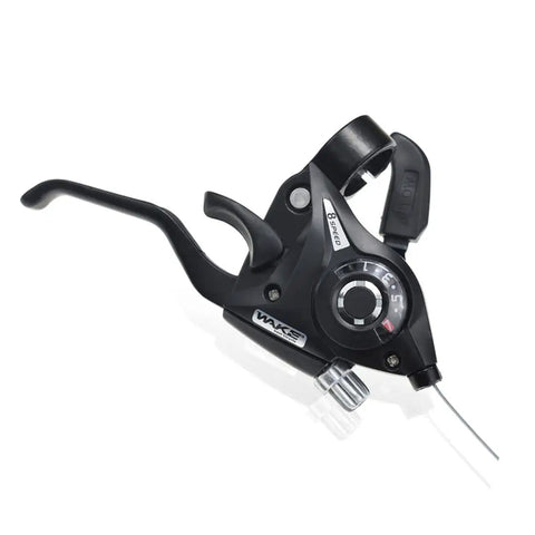 LITEONE 3x8 Speed Bicycle Shifter With Gear Indicator And V Brake Cable, right side view, black optical display visible