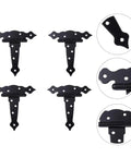 Heavy Duty T Strap Shed Door Hinges Set Of 4 In Black Iron With Eight Screw Holes Quiet And Easy To Install Barn Gate Hinges
