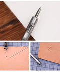 Close-up of 10 Pack Leather Hole Punch Set 0.5mm To 3.5mm Hollow Punches used on leather, showing clean, precise holes with carbon steel tool.