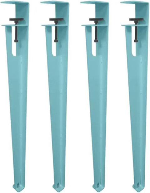 Badass Four Pack Iron Table Legs With Height Adjustment And Built In Leveling Pads For Coffee Dining Tables Or Workbenches Slick F Style Build Makes Any Diy Project A No Sweat Win In Fresh Green, showcasing four sleek legs with adjustable pads.