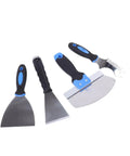 Kick Ass 11 Piece Drywall Tool Set With Telescopic Extension Pole And Paint Roller For Wall And Ceiling Mudding Taping Smooth Repairs And Home Renovation Work, featuring four essential drywall knives.