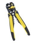 Compact ABS Cable Stripper Crimping And Cutting Tool Easy Grip Ergonomic Handle Wire Cutter Stripping Machine view from top showing yellow and black design