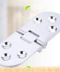 Bright Zinc Alloy Dining Table Flap Hinge for Folding Tables, Concealed Semi Circular Hinge shown in shiny finish close-up view
