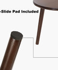 Four Pieces 16 Inch Vintage Wooden Furniture Legs With Anti Slip Feet For DIY Desk Coffee Table Dresser Bed Replacement Hardware Mid Century Style Brown Finish, showing anti-slip pad