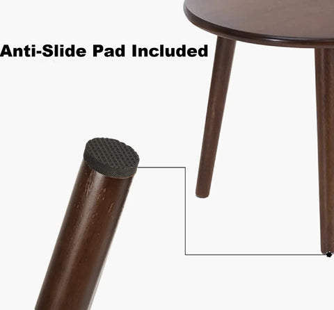 Four Pieces 16 Inch Vintage Wooden Furniture Legs With Anti Slip Feet For DIY Desk Coffee Table Dresser Bed Replacement Hardware Mid Century Style Brown Finish, showing anti-slip pad