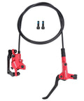 Killer Rear Hydraulic Disc Brake Kit With 1400Mm Line And Dual Pistons In Bold Red components including caliper and lever.