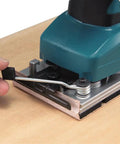 Beast Of A Sheet Finishing Sander One Third Inch Orbit, 1.7 Amp, teal finish, ergonomic grip, paper installation, detail view