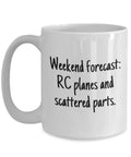 RC Planes Gift For Aviation Nerds And Hobbyists Coffee Mug With "Weekends Forecast" Text