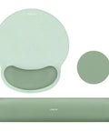 Ergonomic Keyboard And Mouse Wrist Rest Set With Circle Curved Mouse Pad And Coaster, Non Slip Base, Soft Cloth Cover, Antique Green