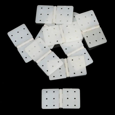 60 Pack Pinned Nylon Hinges For RC Airplane Models, Fixed Wing Parts, shown in loose leaf square design