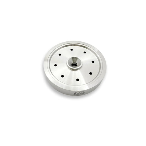 Pro Grade Stainless Steel Shower Kit For Dual Boiler Espresso Machines With IMS Screen, circular stainless holder top view