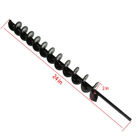 2 Inch Wide 24 Inch Long Metal Earth Auger Drill Bit For Fast Planting Of Bulbs And Garden Plants With A Three Eighth Inch Hex Shank