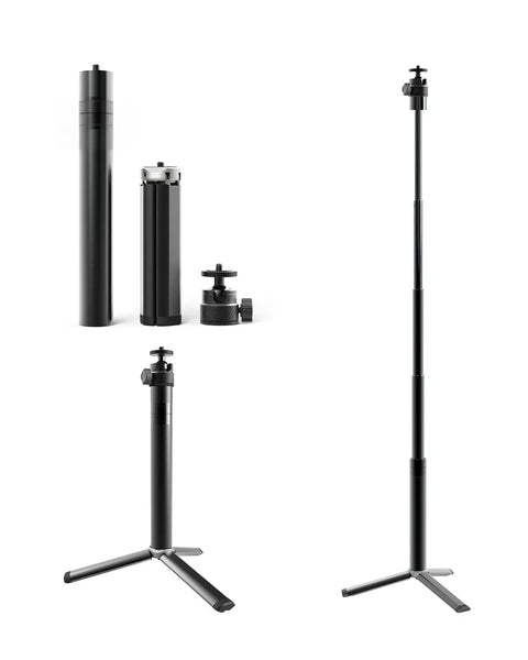 Adjustable 10.8 To 32 Inch Tripod For S50 S7 D9PRO DP20PRO And XTape1 With One Quarter Inch Mount Aluminum lightweight portable tripod shown folded and extended