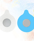 2pcs Silicone Tub Stopper Drain Plug Cover Strong Suction Seal in white and blue, round shape, flexible material for bathtub use.