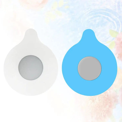 2pcs Silicone Tub Stopper Drain Plug Cover Strong Suction Seal in white and blue, round shape, flexible material for bathtub use.