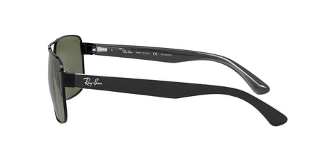 Side view of Dope Mens Square Sunglasses With Black Frames And Polarized Green Lenses, Lightweight Metal Nylon Frame, 58mm Wide