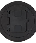 Top view of RF406BK Preassembled Flange Cover And Leveling Ring For Floor Boxes Poured In Concrete With 15A 125V Outlet Included Black