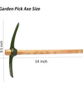 One Piece Forged Heat Treated Cast Iron Adze Hoe And Pick Axe With Double Headed Design, 14 in handle and 9.5 in length