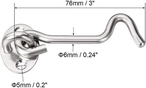 Heavy Duty Stainless Steel Hook And Snap Latch For Outdoor Gate Cabin Door Or Window With Included Mounting Screws 76mm size