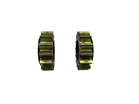 Two Pack Pinion Gear For Briggs And Stratton 593935 Engine And Toro Lawn Tractor Replacement Parts seen from side view