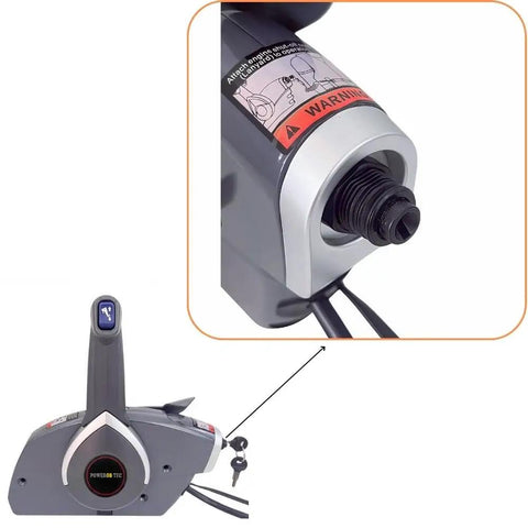 Remote Boat Engine Control Box With Key Switch 5006180 for Evinrude Johnson OMC, detailed view of side-mount connections.