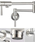 Stainless Steel Pot Filler Faucet Wall Mount Folding Stretchable With Single Hole And Two Handles Rust Resistant SUS 304 Kitchen Tap