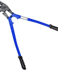 Heavy Duty 24 Inch All In One Hand Crimping And Cutting Tool For Wire Rope Swager Crimper Cutter, blue handles, durable steel.