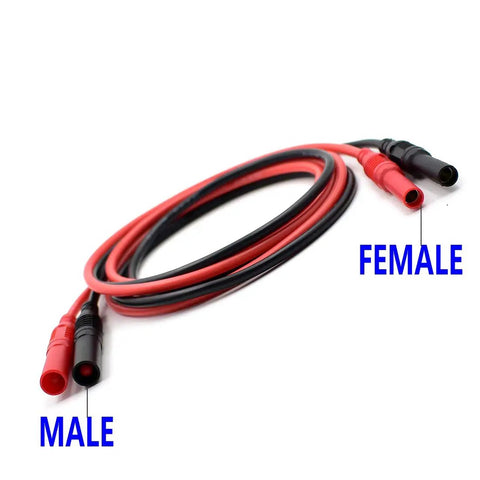 Heavy Duty Silicone Test Lead Extension 4mm Banana Plug To Jack Male To Female Connector 14 AWG 39.4 Inch Pair For Multimeter Probes
