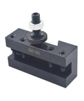 Rugged Quick Swap Lathe Tool Post Fits Cxa Series for Mini Metal Lathes with a sturdy black finish and adjustable locking screw.